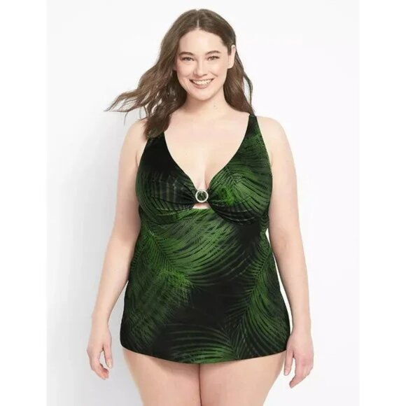 Lane Bryant Underwire Plunge Relaxed Swim Suit Tankini Top 48D  48 D - Picture 1 of 4